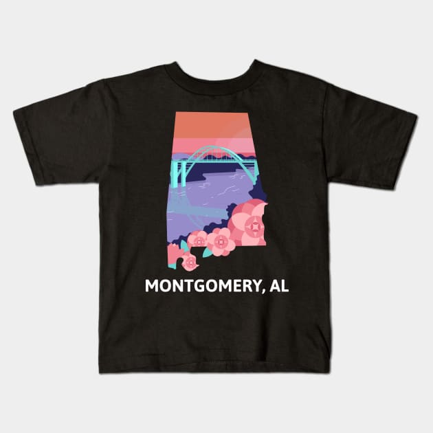 Montgomery, AL Kids T-Shirt by A Reel Keeper